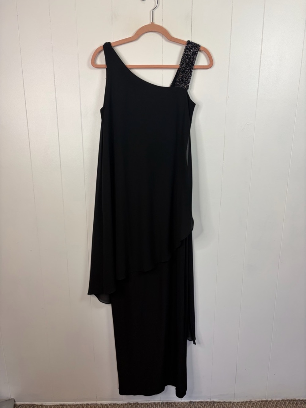 Frank Lyman Design Black Tie Chiffon Wedding Guest Evening Dress Long Size 4 - Picture 3 of 13